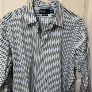 Polo by Ralph Lauren Blue, White & Green Stripe Dress Shirt